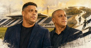 Ilustração de Ronaldo Fenômeno e Roberto Carlos no projeto da SAF da Inter de Limeira