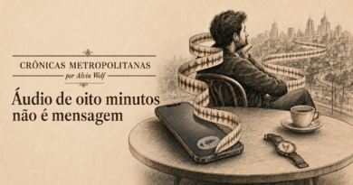 Ilustração da crônica Áudio de oito minutos não é mensagem, de Alvin Wolf