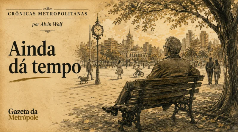 Ilustração da crônica Ainda dá tempo, de Alvin Wolf, sobre a passagem do tempo e as escolhas da vida