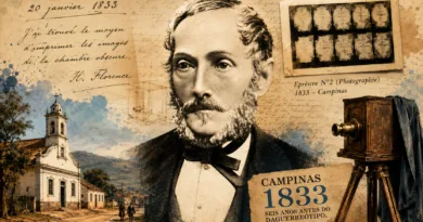Ilustração editorial de Hercule Florence e seus experimentos fotográficos realizados em Campinas em 1833