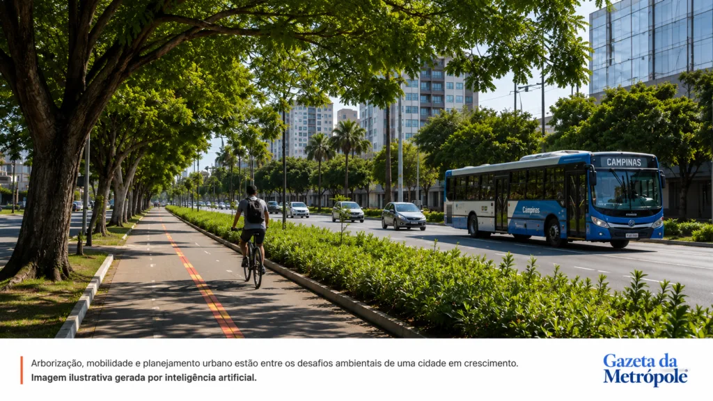 Meio ambiente em Campinas com arborização e mobilidade urbana