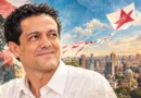 Ilustração editorial de Toninho com pipa sobre a paisagem urbana de Campinas