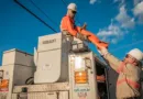 Trabalhadores da CPFL Paulista próximos à rede elétrica.