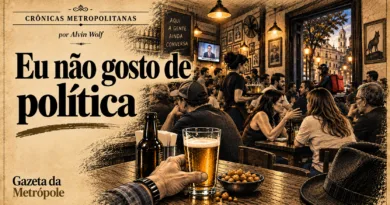 Ilustração da crônica Eu não gosto de política, de Alvin Wolf