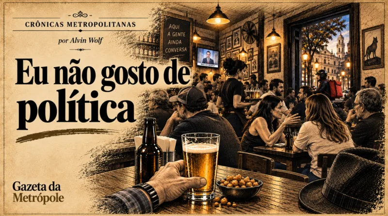 Ilustração da crônica Eu não gosto de política, de Alvin Wolf