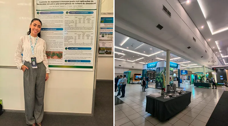 Estudante Luana de Oliveira apresenta pesquisa sobre controle de plantas daninhas no amendoim