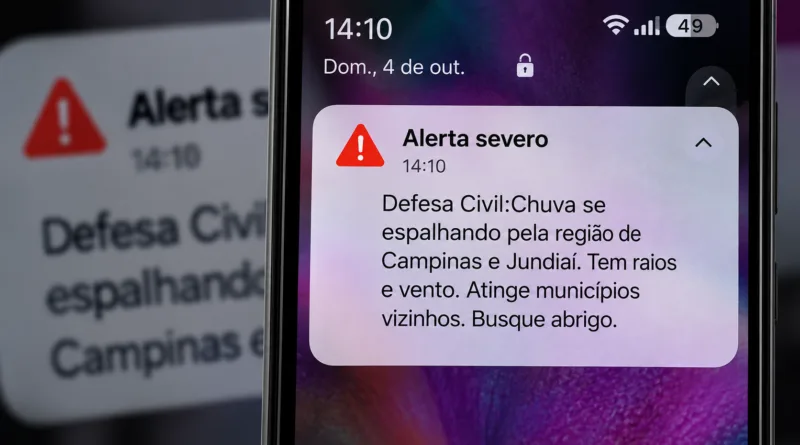 Defesa Civil emite alerta severo de chuva para região de Campinas